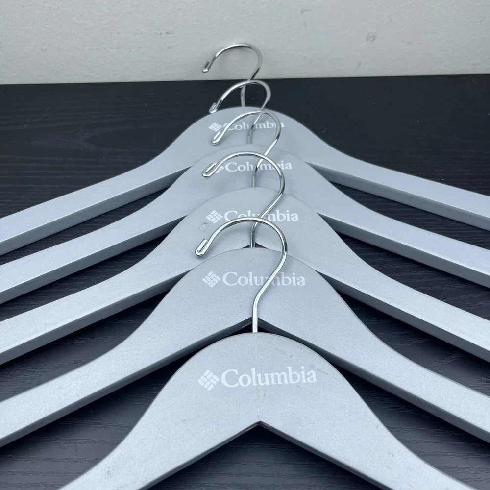 Columbia Sportswear Company Wooden Clothes Hangers Gray Set of 5